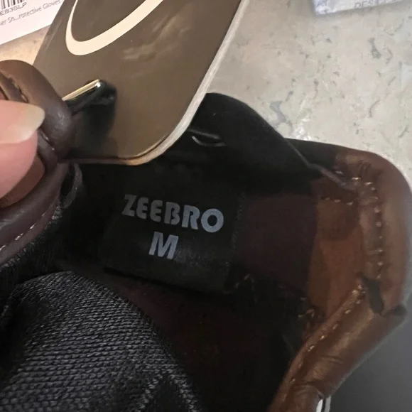Zeebro BP–01 Leather Shield Brown Protective Motorcycle Gloves Men’s Medium - Picture 5 of 7